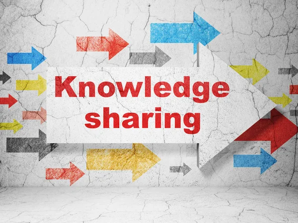 Learning concept: arrow with Knowledge Sharing on grunge wall background — Stock Photo, Image