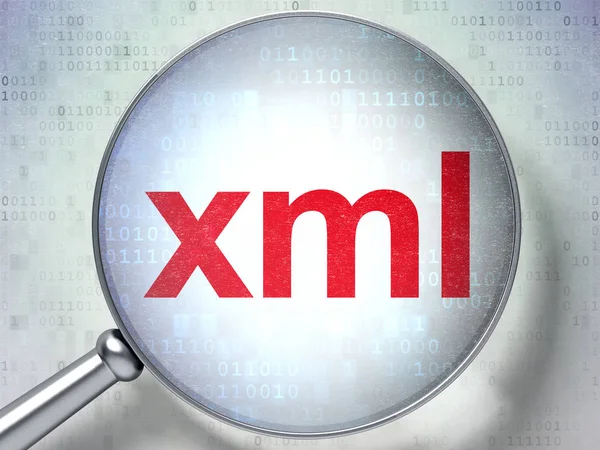 Концепция программного обеспечения: Xml с оптическим стеклом — стоковое фото