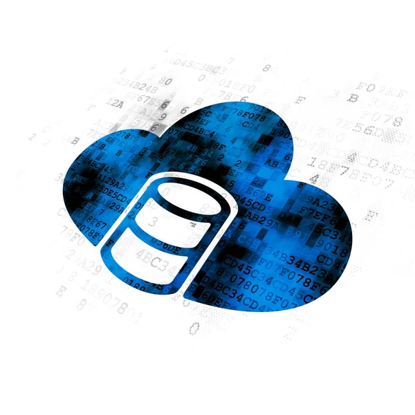 Softwarekonzept: Datenbank mit Cloud auf digitalem Hintergrund — Stockfoto
