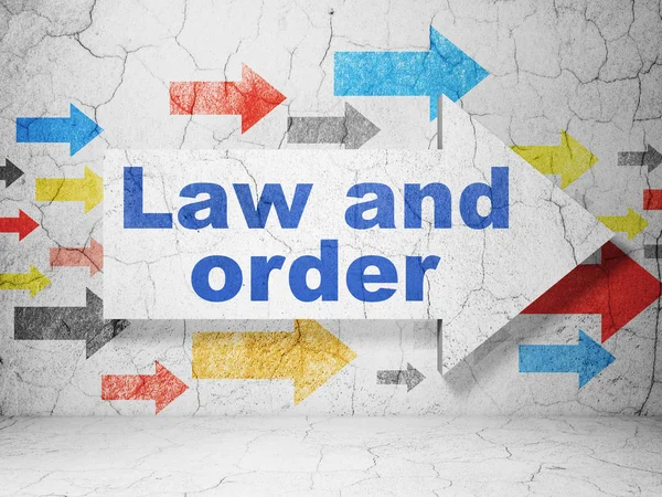 Law-Konzept: Pfeil mit Law and Order auf Grunge-Wand-Hintergrund — Stockfoto