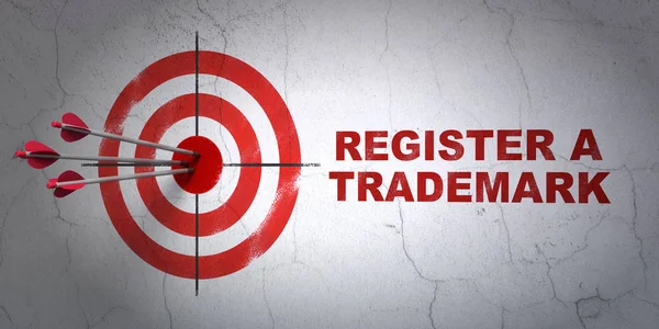 Law concept: target and Register A Trademark on wall background — Stock Photo, Image