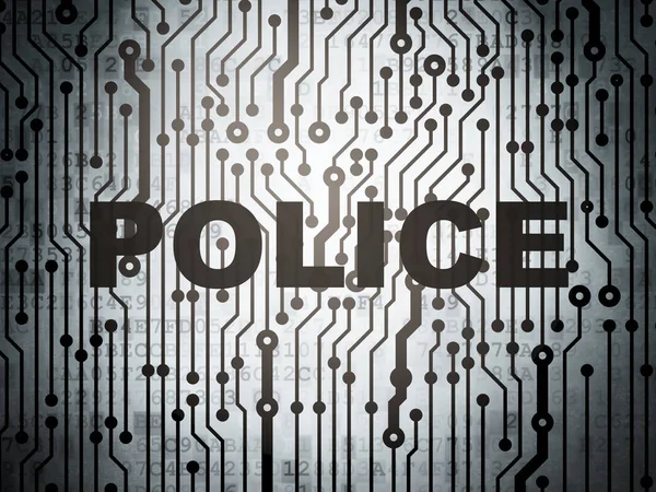 法の概念: 警察と回路基板 — ストック写真