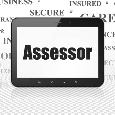 Sigorta kavramı: vergi ekranda Tablet bilgisayarınızla