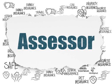 Sigorta kavramı: yırtık kağıt arka plan üzerinde değerlendirme uzmanı