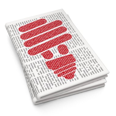 İş kavramı: gazete arka plan üzerinde enerji tasarrufu lamba