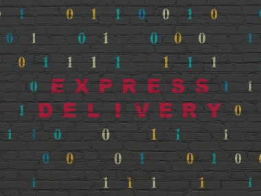 İş kavramı: Express teslim duvar arka plan üzerinde