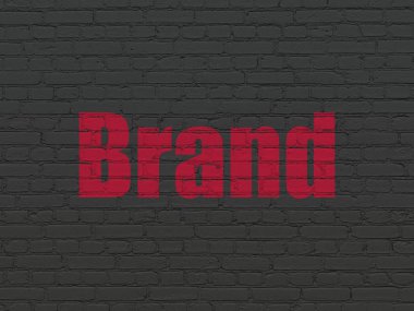 Reklam kavramı: marka duvar arka plan üzerinde