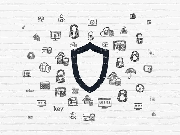 Privacy concept: contouren Shield op muur achtergrond — Stockfoto