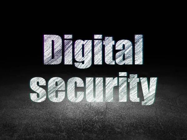 Concepto de protección: Seguridad digital en sala oscura grunge —  Fotos de Stock