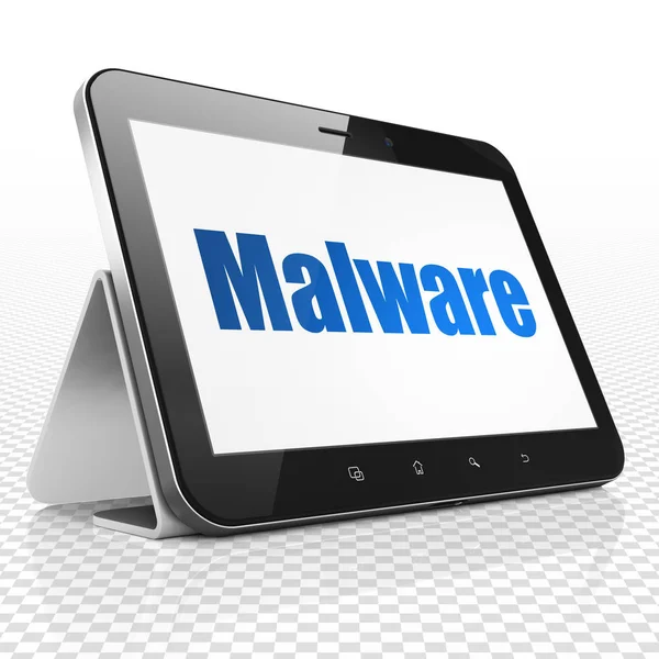 Concepto de seguridad: Tablet Computer con Malware en pantalla — Foto de Stock