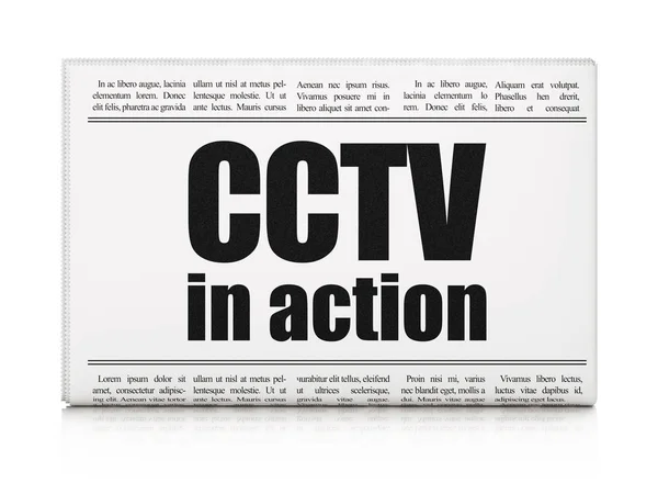 Safety concept: newspaper headline CCTV In action — Stock Photo, Image