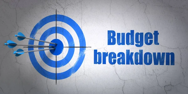 Business concept: target e Budget Breakdown su sfondo wall — Foto Stock