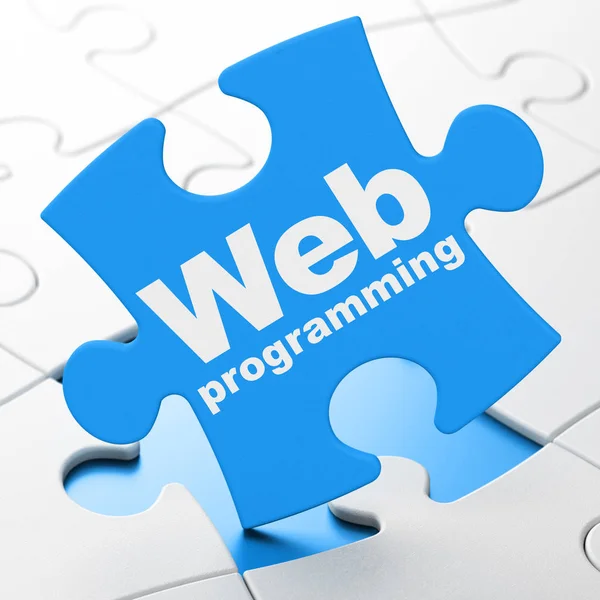 Концепция веб-разработки: веб-программирование на фоне головоломок — стоковое фото