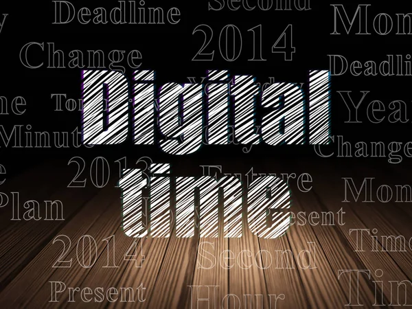 Koncepcja Timeline: cyfrowy czas w ciemnym pokoju grunge — Zdjęcie stockowe