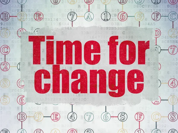 Concepto de línea de tiempo: Tiempo para el cambio en el fondo del documento de datos digitales —  Fotos de Stock