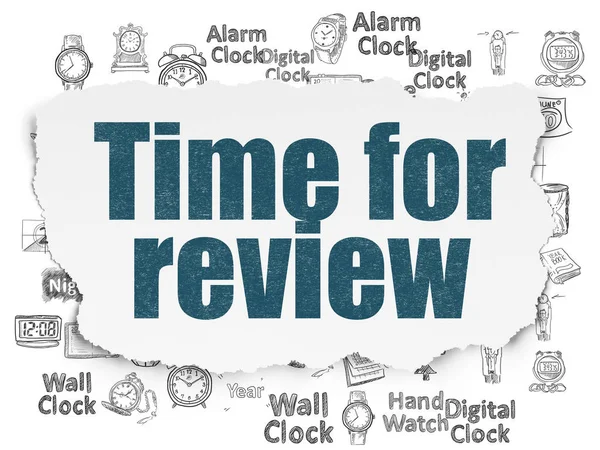 Tid koncept: dags för recension på sönderrivet papper bakgrund — Stockfoto