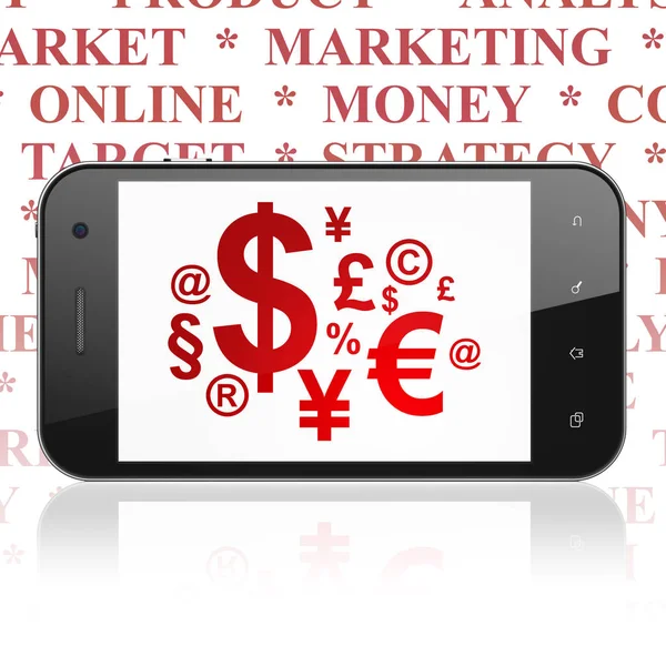 Marketing concept: Smartphone met financiën symbool op het display — Stockfoto