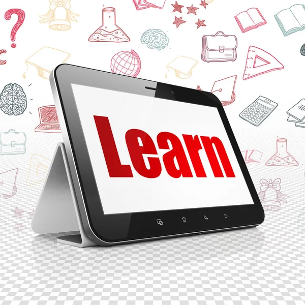 Concepto de aprendizaje: Tablet Computer con Learn en pantalla — Foto de Stock