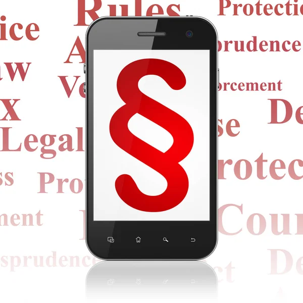 Έννοια του νόμου: Smartphone με την παράγραφο στην οθόνη — Φωτογραφία Αρχείου