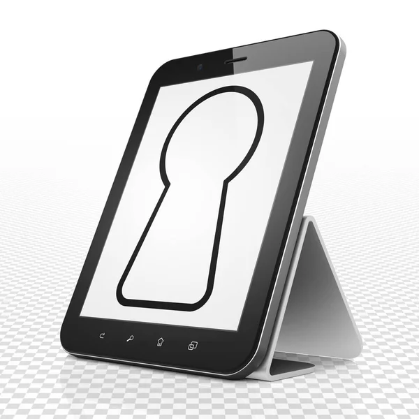 Conceito de informação: Tablet Computer with Keyhole on display — Fotografia de Stock