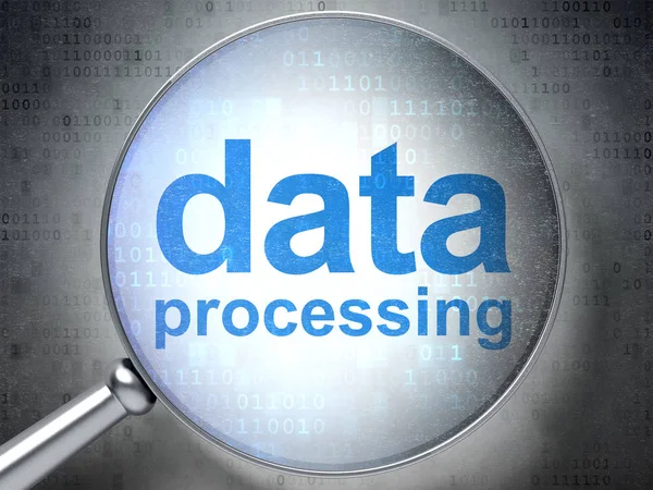 Concepto de datos: procesamiento de datos con vidrio óptico —  Fotos de Stock