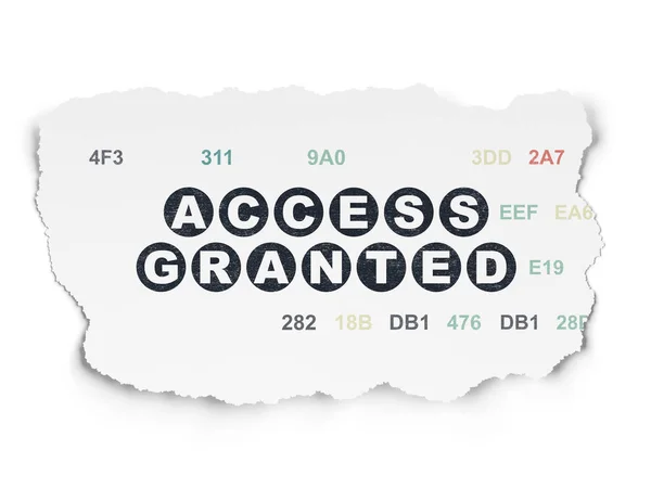 Security concept: Access Granted on Torn Paper background