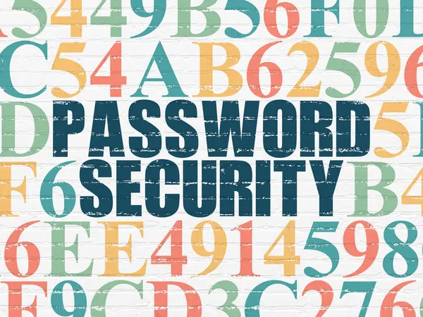 安全コンセプト： 壁の背景上のパスワードのセキュリティ — ストック写真
