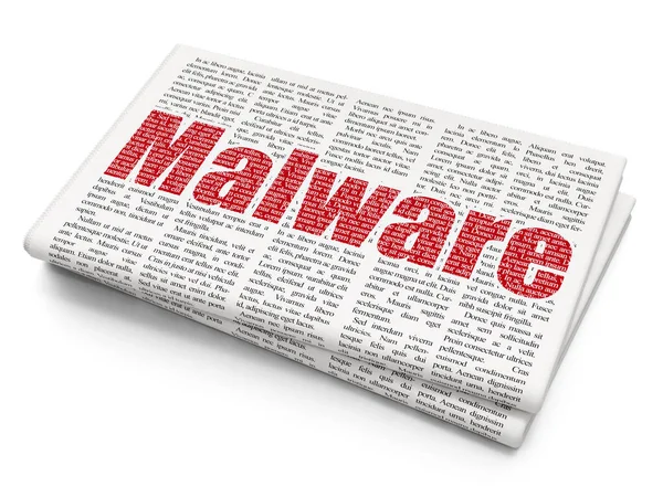 Koncepcja bezpieczeństwa: Malware na tle gazety — Zdjęcie stockowe