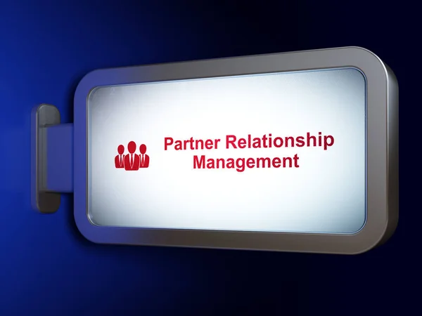 Affärsidé: Partner Relationship Management och affärsmän på billboard bakgrund — Stockfoto