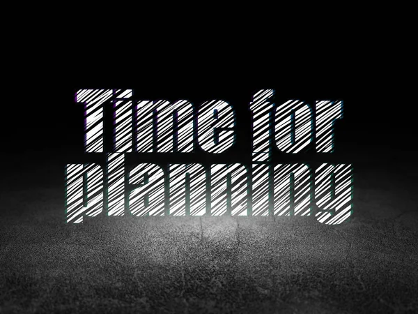 Koncepcja Timeline: czas na planowanie w ciemnym pokoju grunge — Zdjęcie stockowe