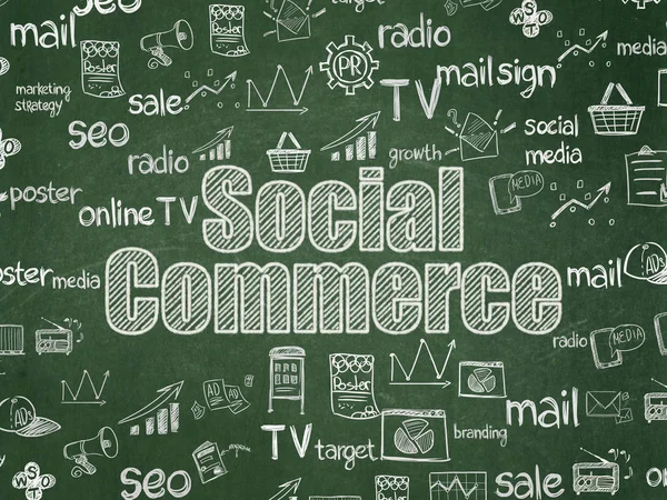 Marketing concept: Social Commerce on School board background