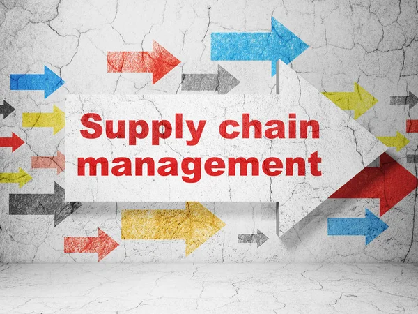 Conceito de publicidade: seta com Supply Chain Management no fundo da parede grunge — Fotografia de Stock