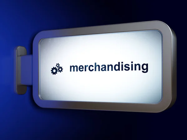 Marketing concept: Merchandising en Gears op billboard achtergrond — Stockfoto