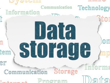 Veri kavramı: yırtık kağıt arka plan üzerinde veri depolama