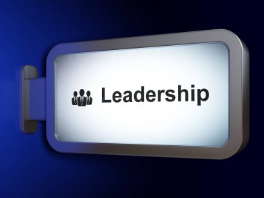 Ekonomi kavramı: liderlik ve iş adamları olarak arka planda billboard