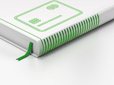 İş kavramı: kapalı kitap, beyaz arka plan üzerinde kredi kartı
