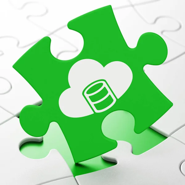 Cloud computing concept: Database met Cloud op puzzel achtergrond — Stockfoto