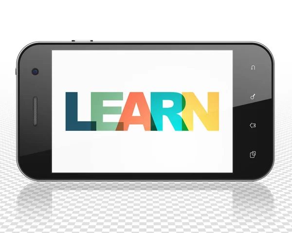 Concept d'éducation : Smartphone avec Apprendre à l'écran — Photo