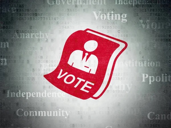 Koncepcja polityki: głosowanie na tle cyfrowych danych papierze — Zdjęcie stockowe