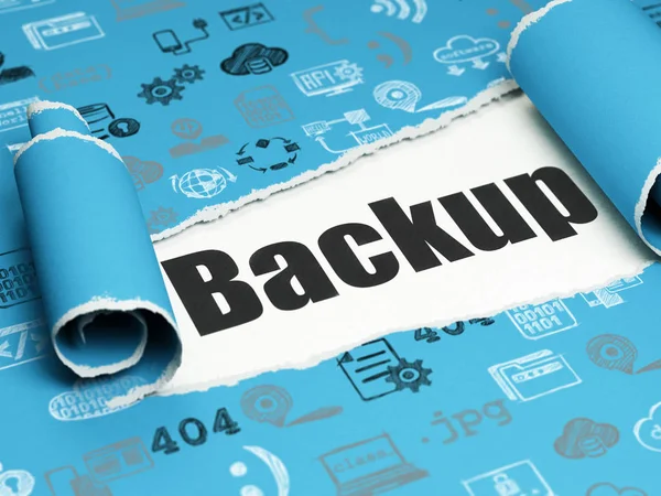 Programming concept: black text Backup under the piece of  torn paper — Stock Photo, Image
