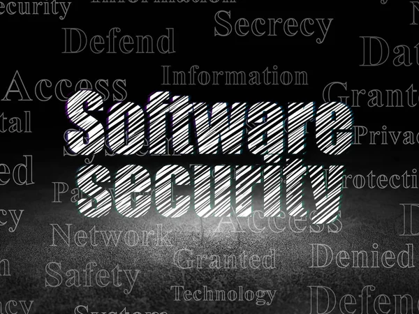 Concetto di protezione: sicurezza del software in camera oscura grunge — Foto Stock