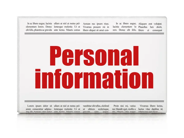 Concepto de seguridad: titular del periódico Información personal —  Fotos de Stock