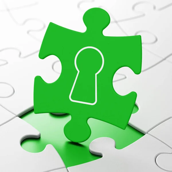 Adatvédelmi koncepciója: puzzle háttér kulcslyuk — Stock Fotó