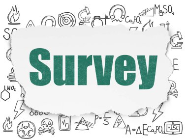 Bilim kavramı: yırtık kağıt arka plan üzerine araştırma