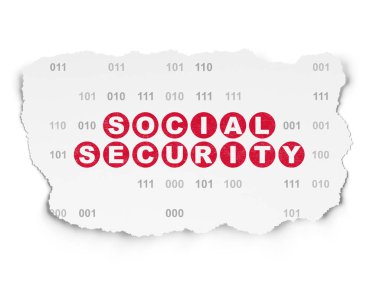 Gizlilik kavramı: sosyal güvenlik yırtılmış kağıt arka plan üzerinde