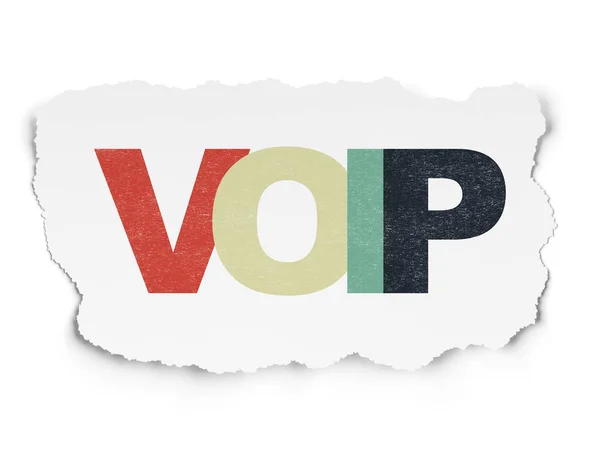 Concepto de diseño web: VOIP sobre fondo de papel roto — Foto de Stock