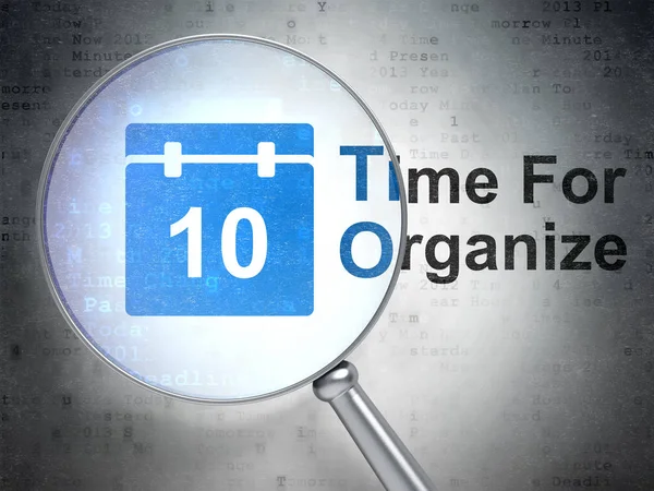 Concetto di tempo: calendario e tempo per organizzarsi con vetro ottico — Foto Stock