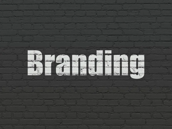 Reklame koncept: Branding på væg baggrund - Stock-foto