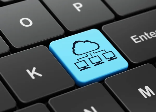 Concept de technologie Cloud : Cloud Network sur fond de clavier d'ordinateur — Photo