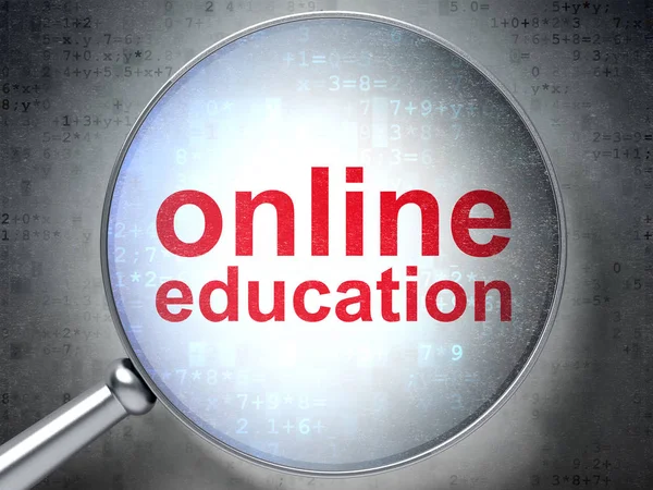 Concepto de educación: Educación en línea con vidrio óptico — Foto de Stock